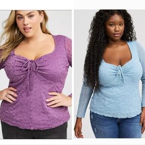 Torrid Mesh Tie Front Top Bundle Purple And Blue Women's Plus Size 4X